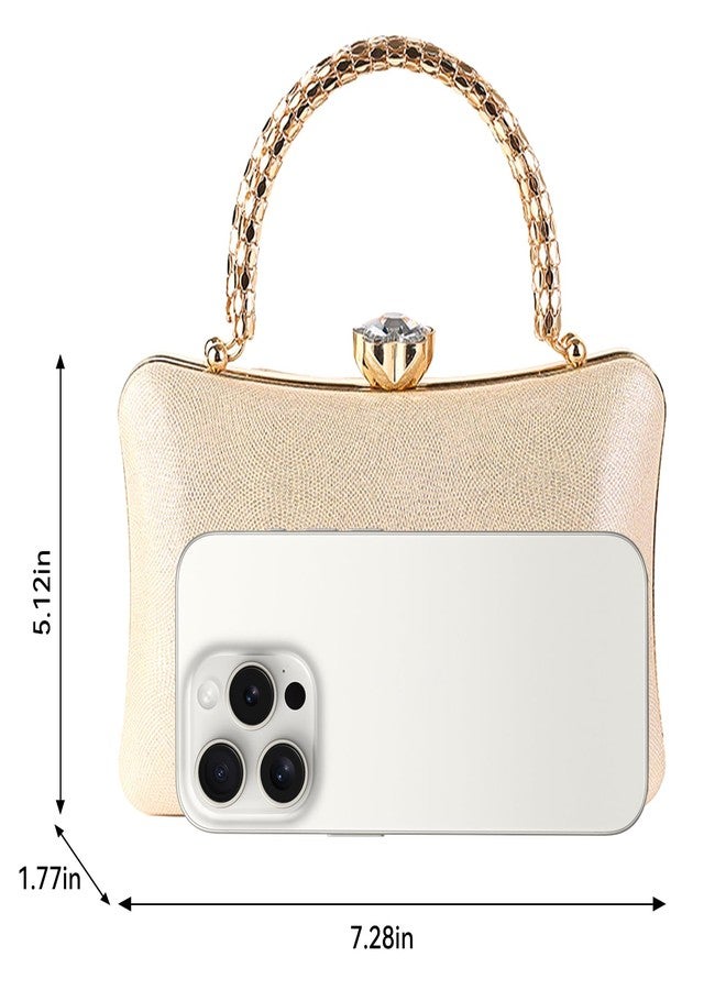 Simcat حقائب يد صغيرة من سيمكات للنساء، حقائب يد مسائية مرصعة بأحجار الراين اللامعة، حقيبة يد لحفلات الزفاف والمناسبات الرسمية (ذهبي) - Image 3